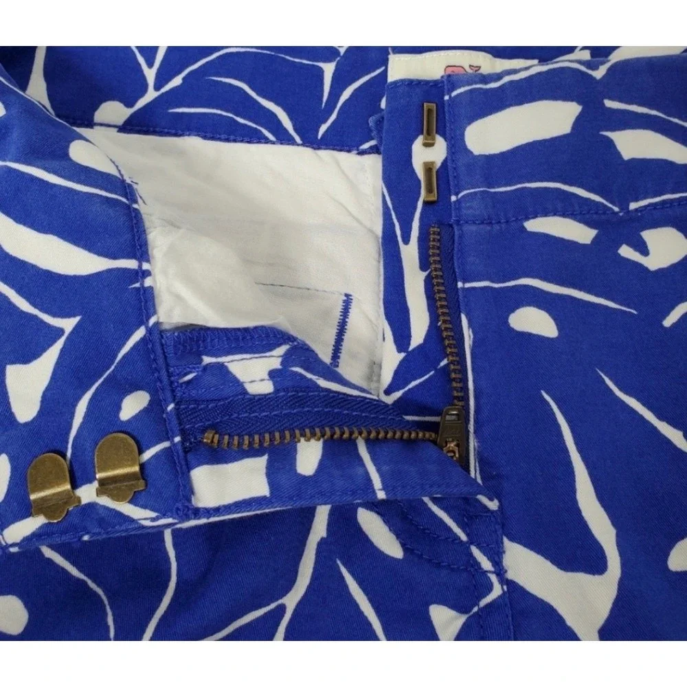 Vineyard Vines Womens Blue White Monstera‎ Leaf Daybreak Shorts Size 0 Tropical